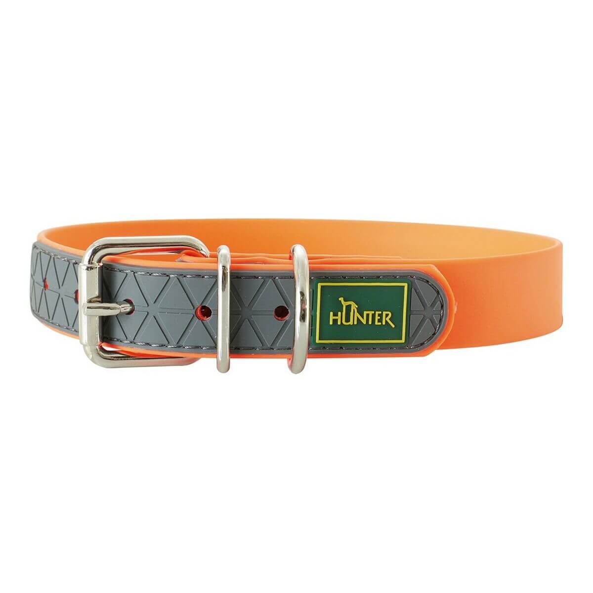 Hundehalsband Hunter Convenience Orange 38-46 cm für mittlere Hunde, modernes Design und hohe Funktionalität.