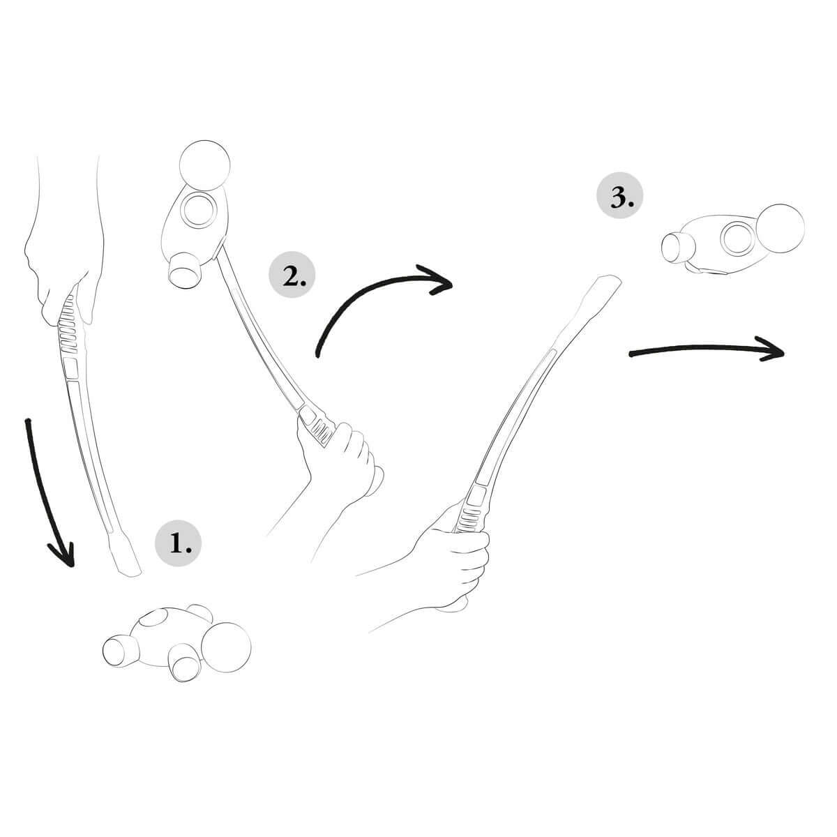 Anleitung zur Verwendung des Hunter Hundespielzeugs Orange M/L von MONTE PETS mit Schritt-für-Schritt-Diagramm.