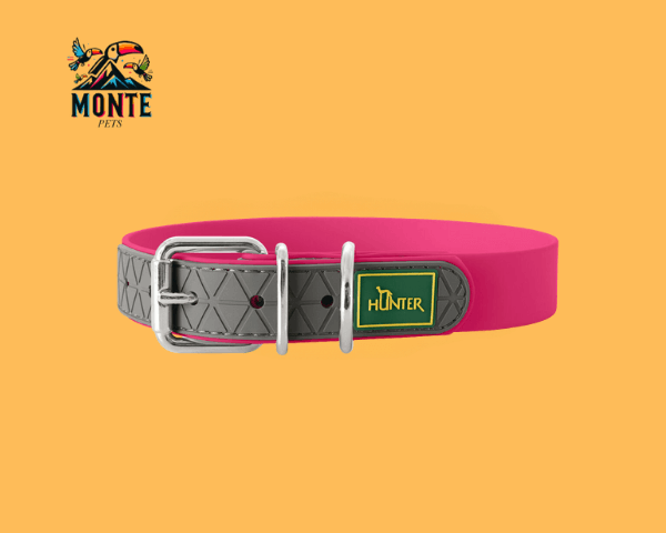 Hundehalsband Hunter Convenience Pink 28-36 cm für Hunde, robust und stylisch, von MONTE PETS