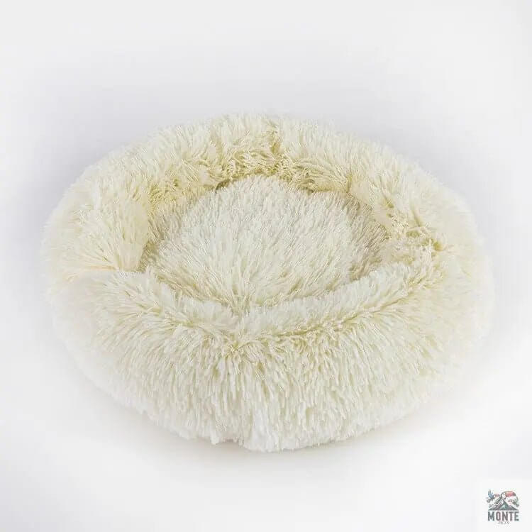 Rundes Kuschelbett für Hunde und Katzen - Fluffy Comfort von MONTE PETS, weiches und komfortables Design.