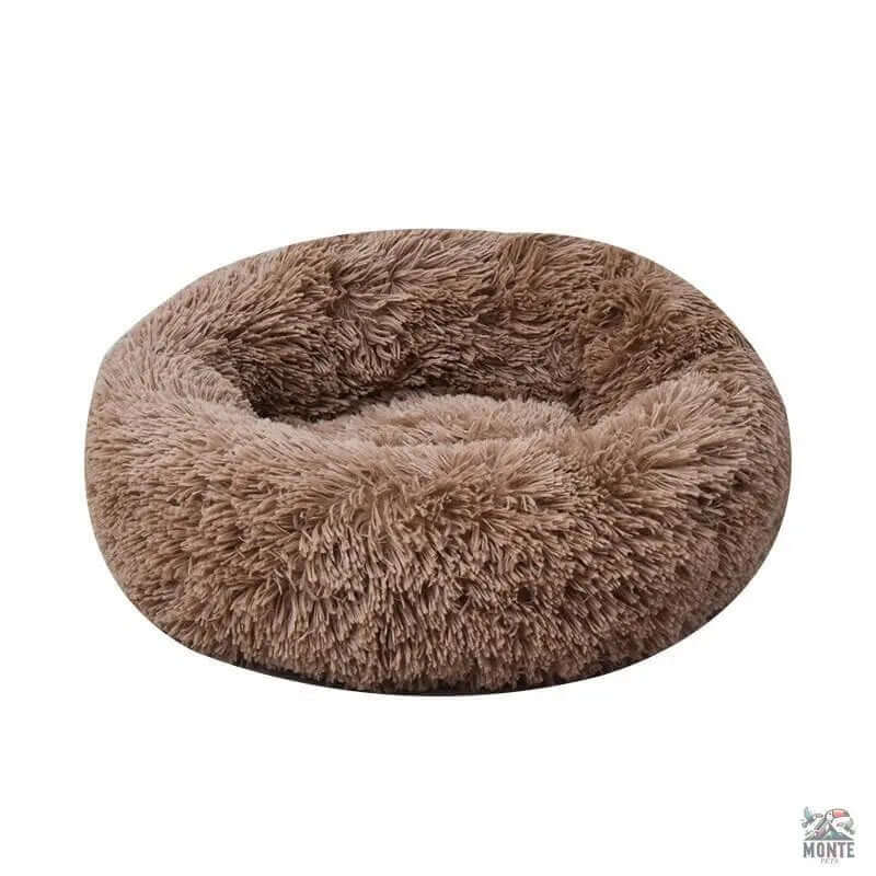 Rundes Kuschelbett für Hunde & Katzen - Fluffy Comfort von MONTE PETS, weiches und flauschiges Design, idealer Rückzugsort.
