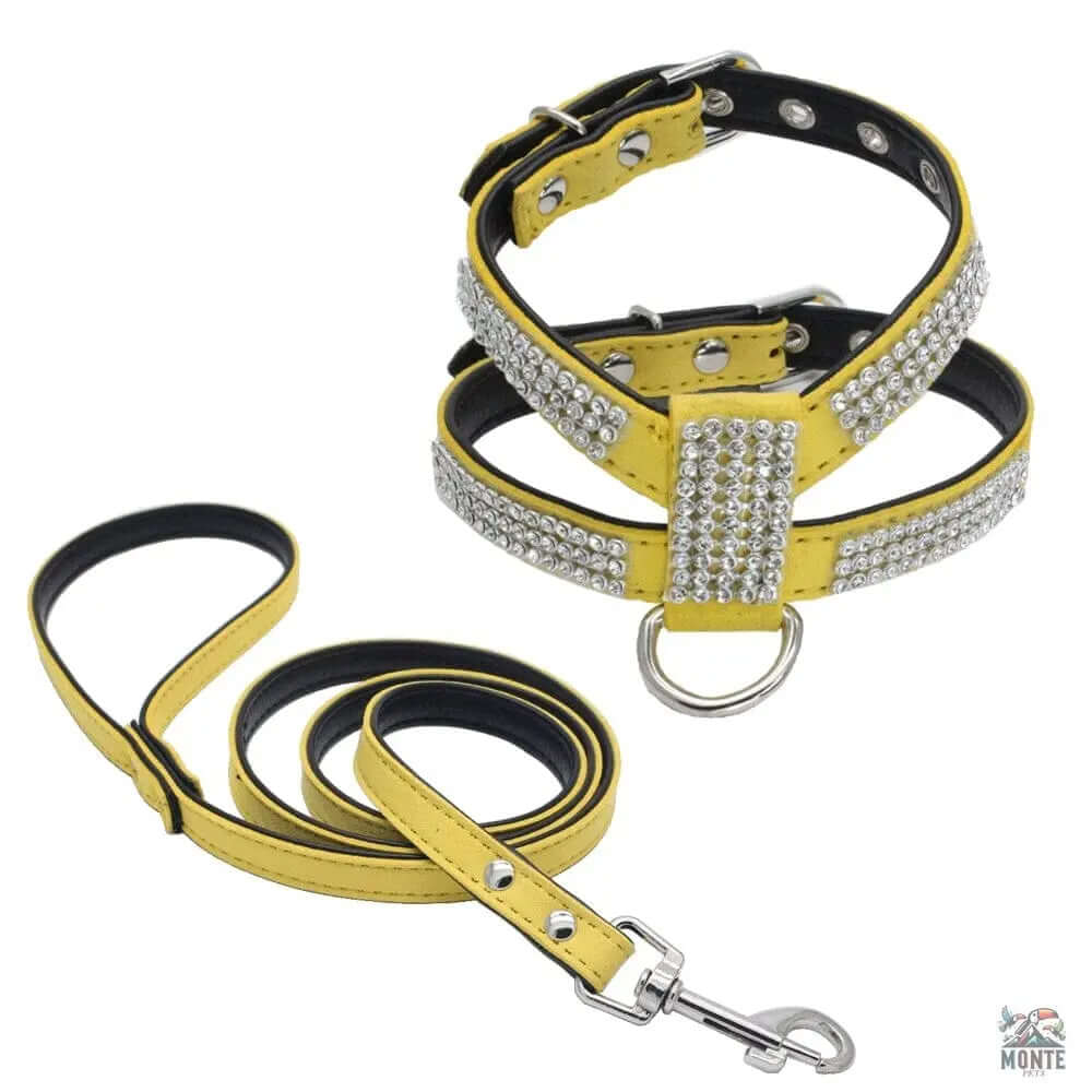 Glamour-Hundegeschirr – Hundesicherheit Schwarz Größe M | MONTE PETS