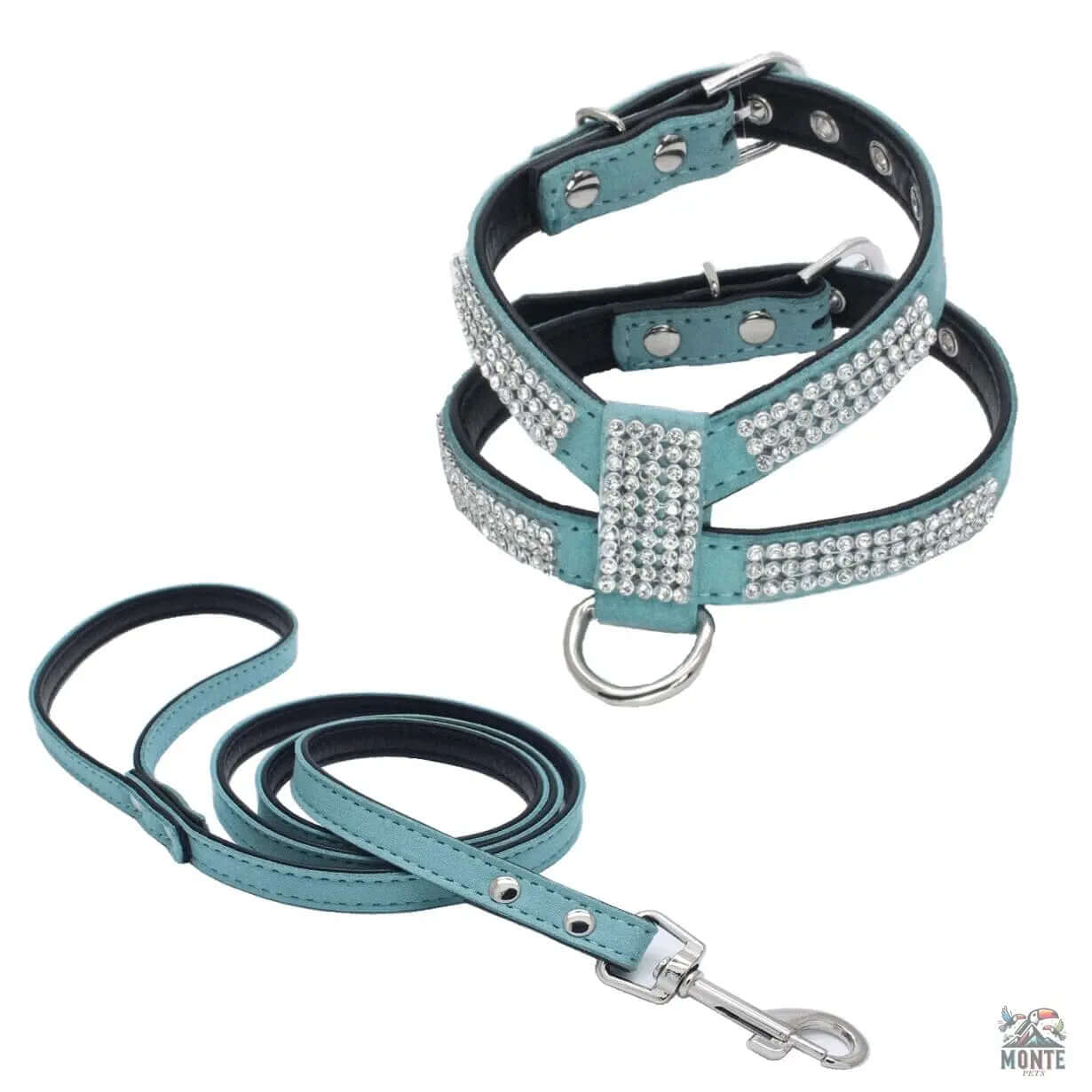 Glamour-Hundegeschirr – Hundesicherheit Schwarz Größe M | MONTE PETS