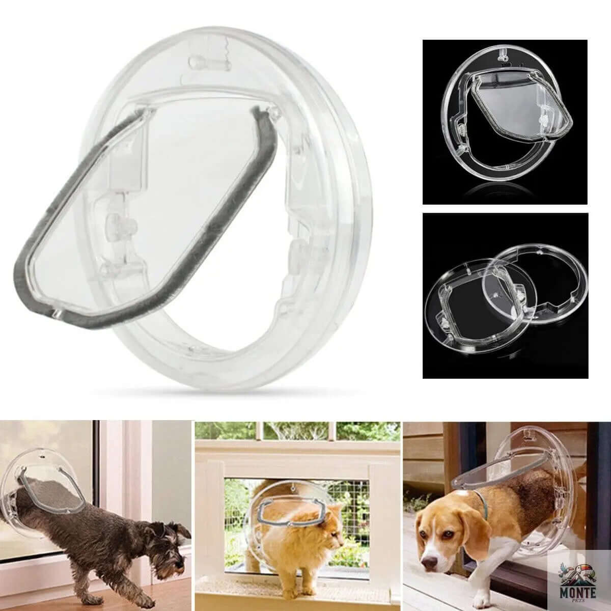 Haustiertür Transparent Rund | Komfortabler Zugang für Katzen & kleine Hunde