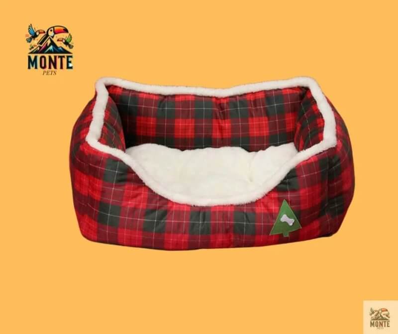 Weihnachtskuschelplatz – Hundebett mit Kuschelfunktion Grün 47x37x17 cm | MONTE PETS