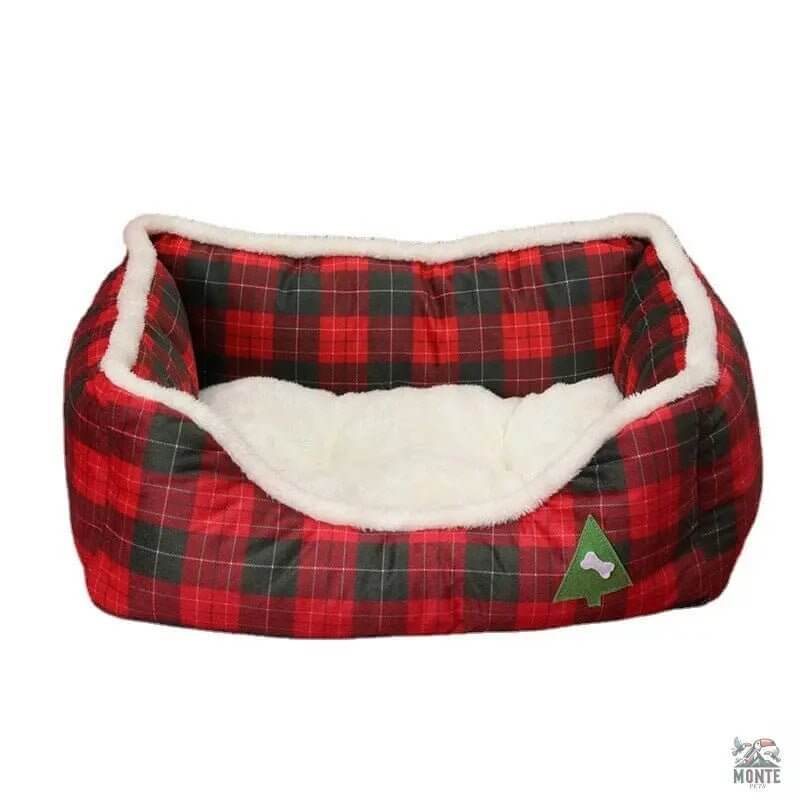Weihnachtskuschelplatz – Hundebett mit Kuschelfunktion Grün 47x37x17 cm | MONTE PETS
