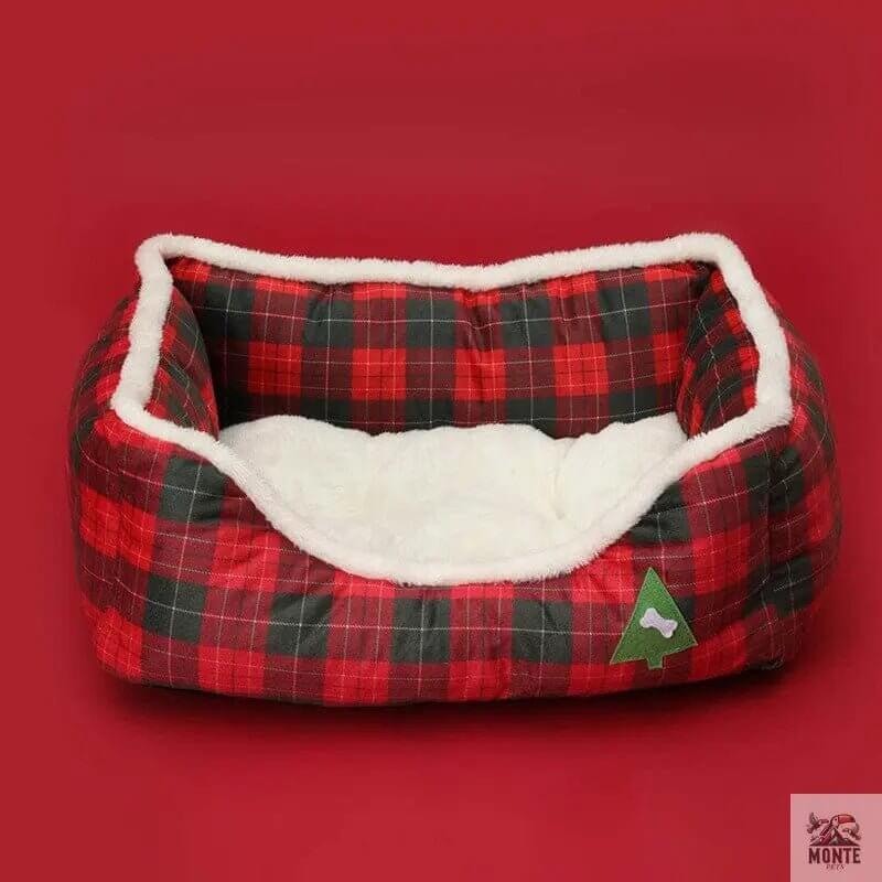 Weihnachtskuschelplatz – Hundebett mit Kuschelfunktion Grün 47x37x17 cm | MONTE PETS