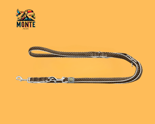 Hundeleine Hunter HILO Braun 200 cm von MONTE PETS auf orangefarbigem Hintergrund