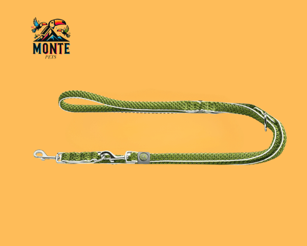 Hundeleine Hunter HILO Neongrün 200 cm von MONTE PETS auf orangefarbenem Hintergrund.