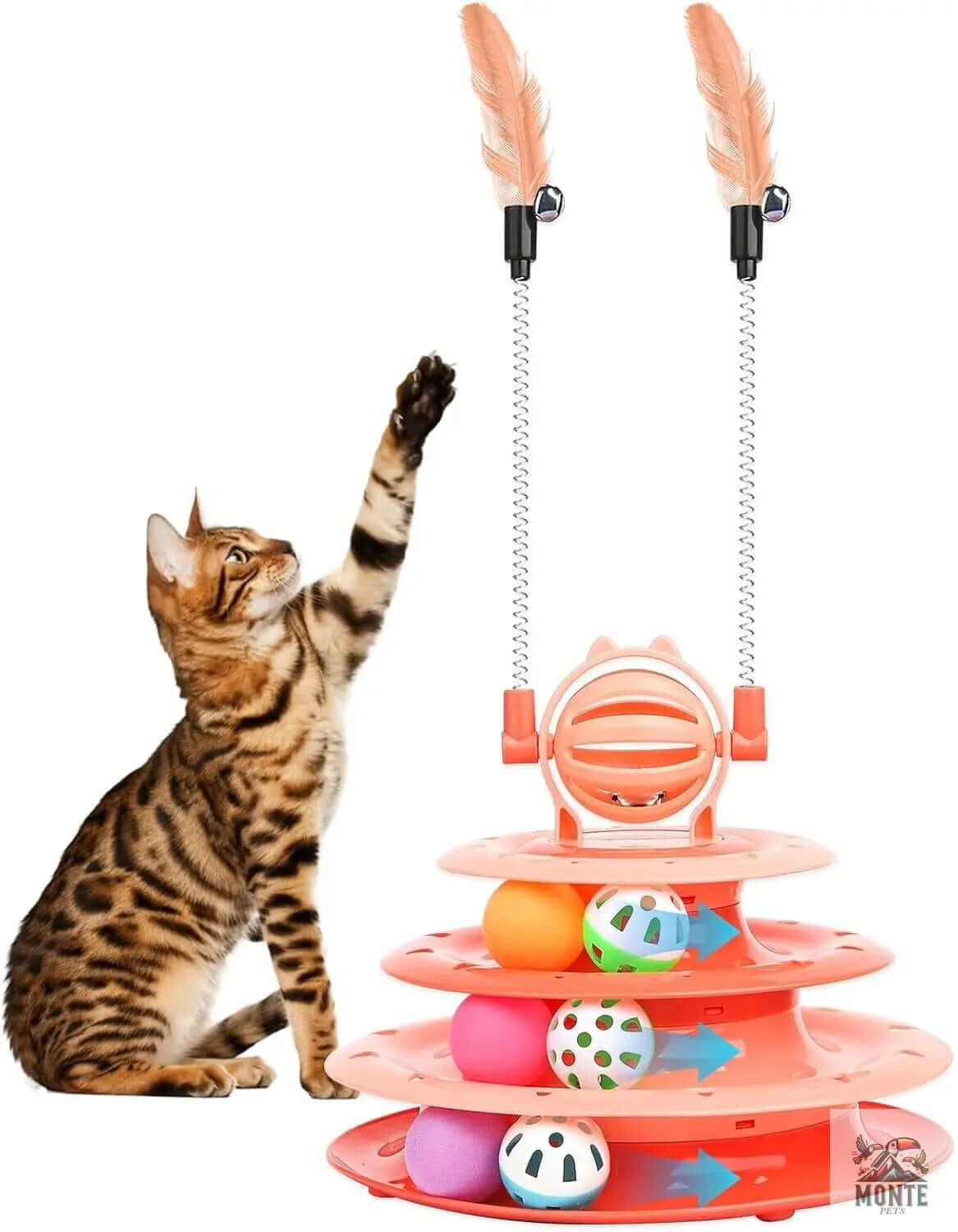 Interaktives Katzenspielzeug – VitalPlay 4-Tier Blau 30x30x40 cm | MONTE PETS