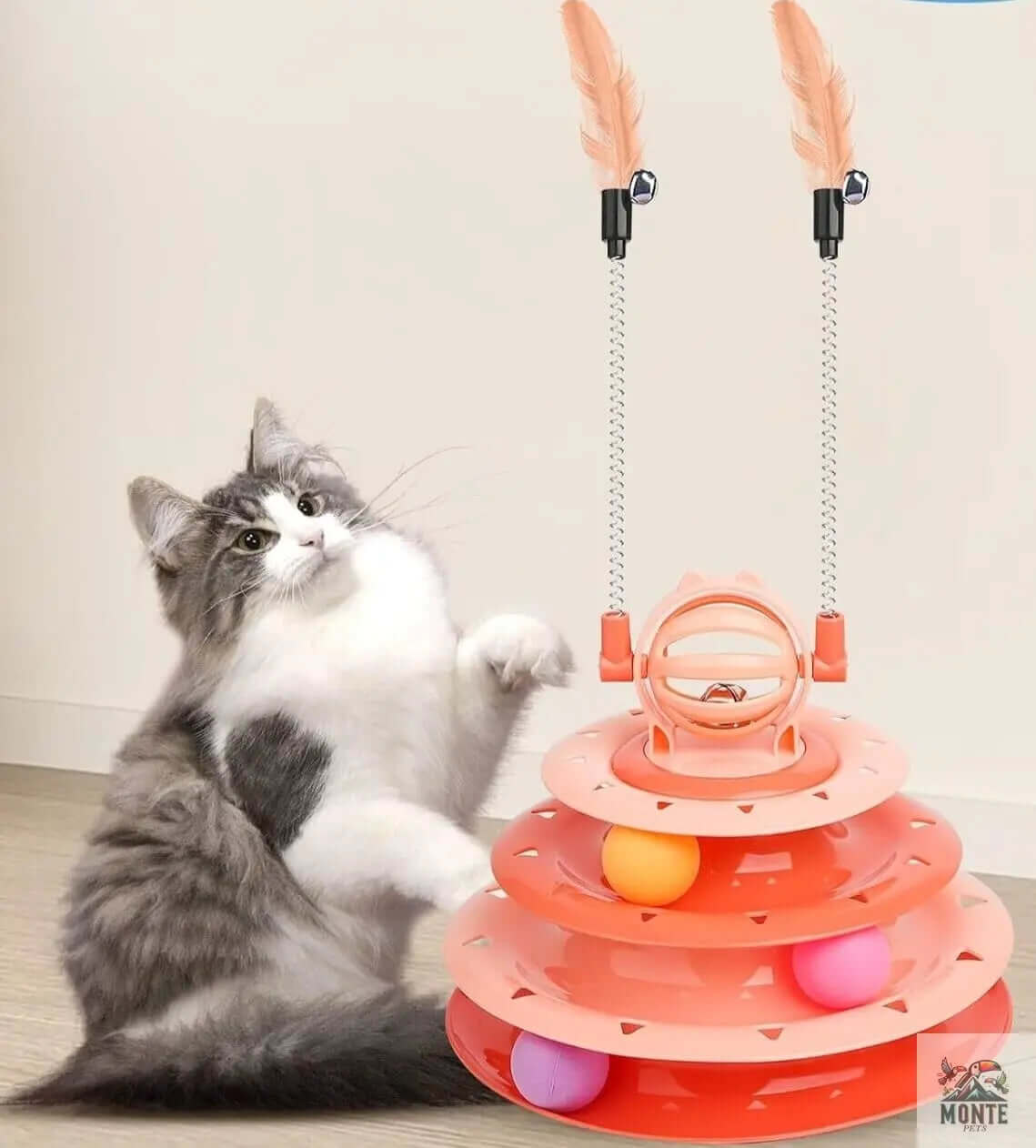 Interaktives Katzenspielzeug – VitalPlay 4-Tier Blau 30x30x40 cm | MONTE PETS