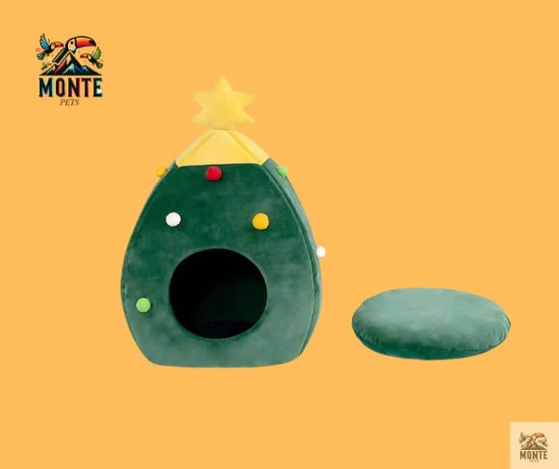 Weihnachtszauber – Weihnachtliche Katzenhöhle mit Kissen | MONTE PETS