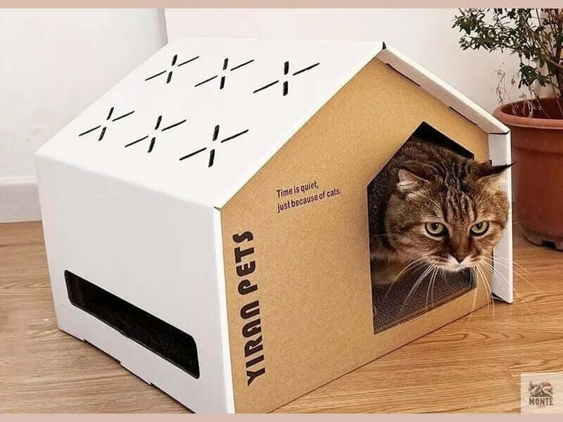 Claw Haven – Kratzfestes Katzenhaus aus Wellpappe | MONTE PETS-MONTE-PETS