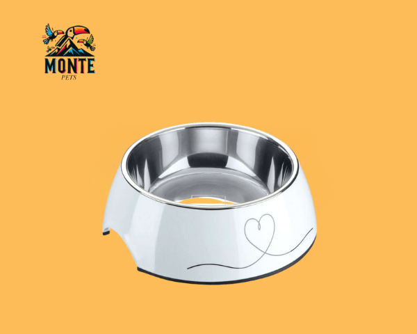 Futternapf Weiß 700 ml von MONTE PETS mit modernem Design und hygienischem Edelstahl.