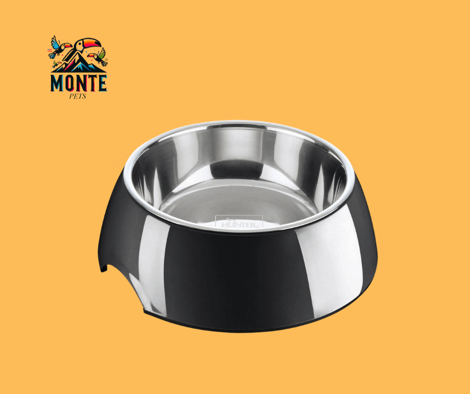 Futternapf Hunde Hunter Melamine Edelstahl Schwarz 700 ml | MONTE PETS 