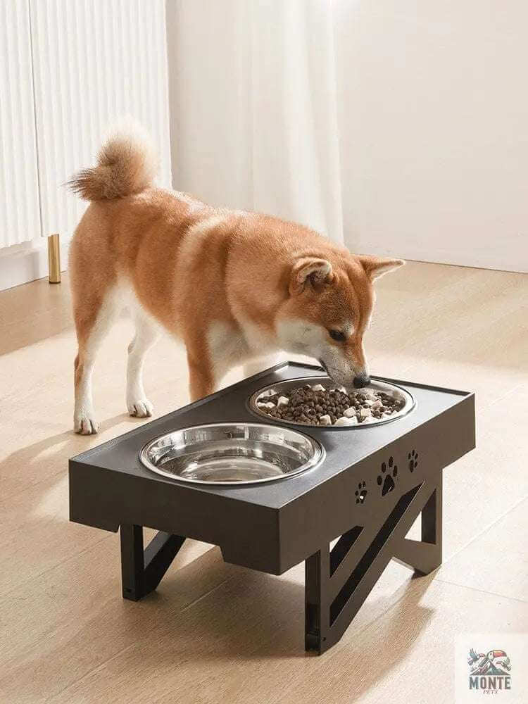Höhenverstellbarer Hundefressnapf mit Edelstahlschüsseln | MONTE PETS