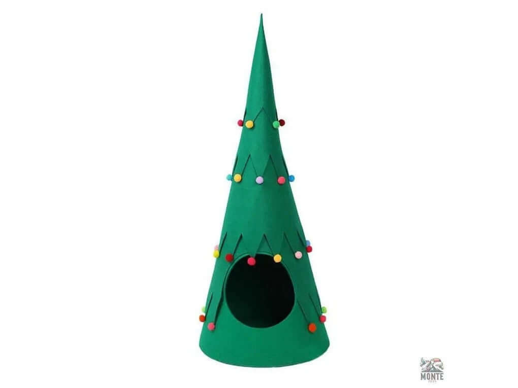 Weihnachtsbaum Katzenhöhle – MerryTree Kuschelhöhle für gemütliche Festtage | MONTE PETS