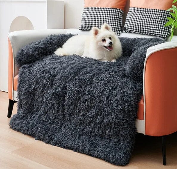 Flauschiges Hundecouch - Wohlfühloase Hundebett MONTE-PETS Couch-Bett „Wohlfühl-Oase“ Dunkelgrau 