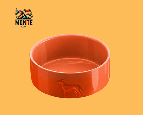 Futternapf Orange 350 ml von MONTE PETS, robuster Keramiknapf für eine komfortable Fütterung.