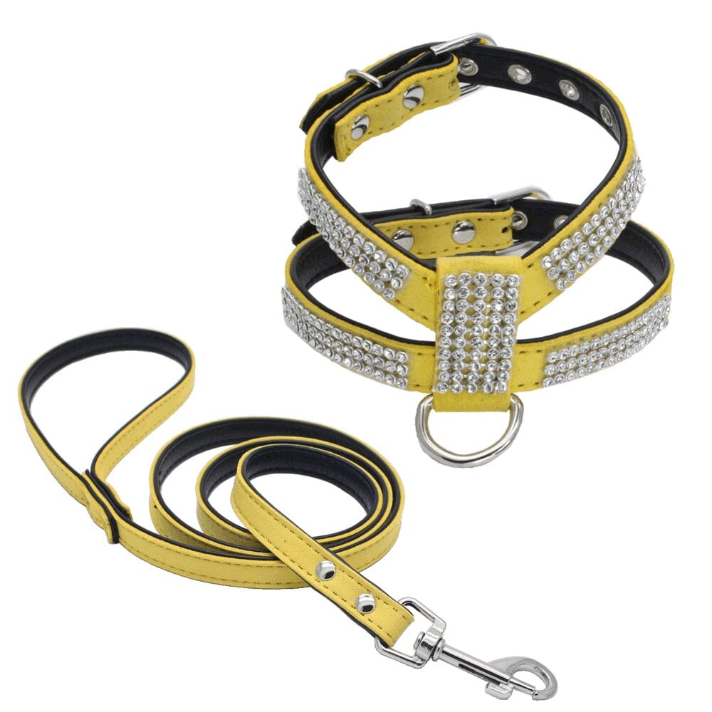 Glamour-Hundegeschirr - Funkelnde Eleganz Hundesicherheit MONTE-PETS Gelb L 