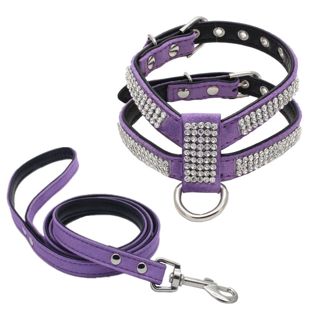 Glamour-Hundegeschirr - Funkelnde Eleganz Hundesicherheit MONTE-PETS Lila L 