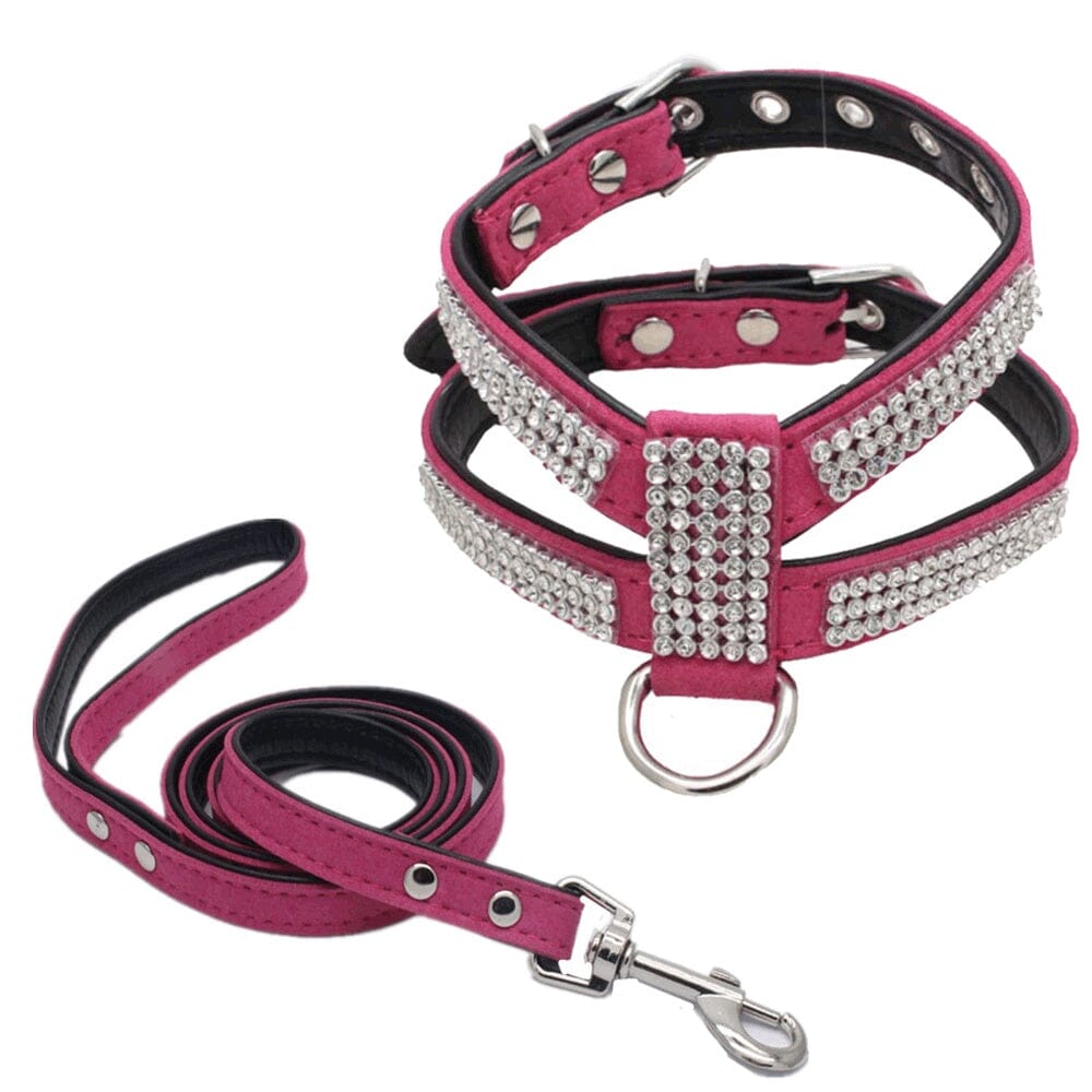 Glamour-Hundegeschirr - Funkelnde Eleganz Hundesicherheit MONTE-PETS Pink L 