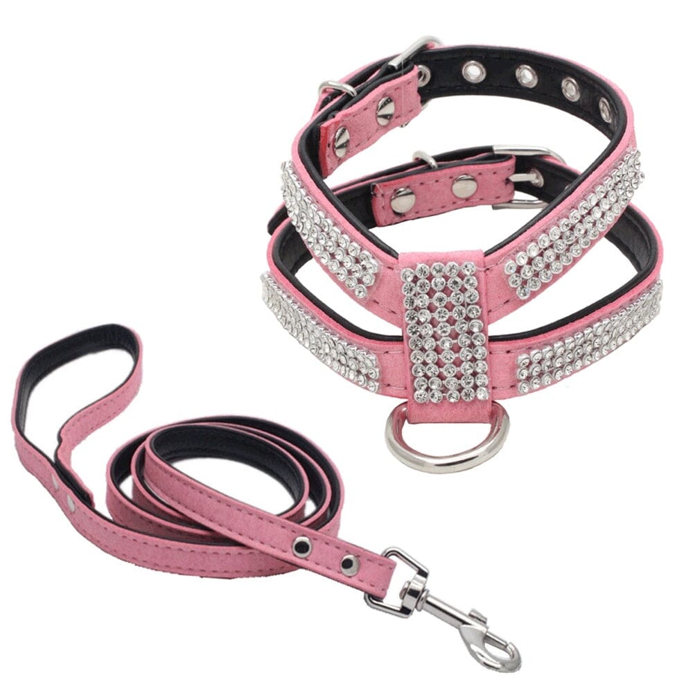 Glamour-Hundegeschirr - Funkelnde Eleganz Hundesicherheit MONTE-PETS Rosa L 