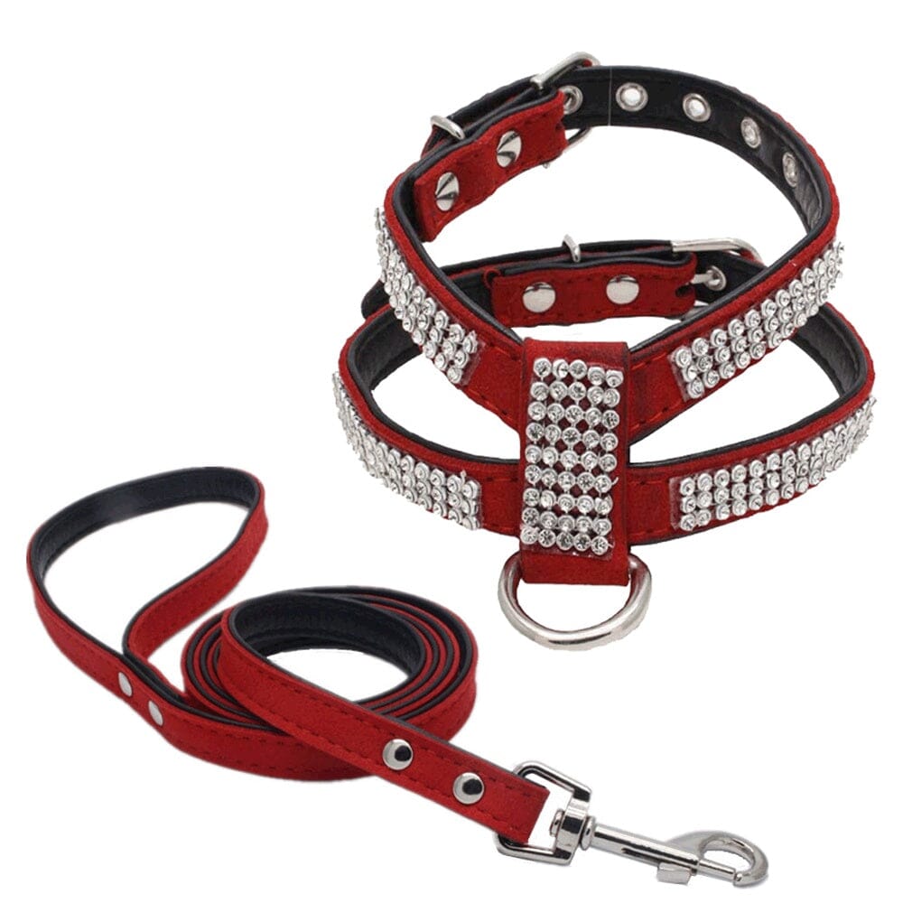 Glamour-Hundegeschirr - Funkelnde Eleganz Hundesicherheit MONTE-PETS Rot L 