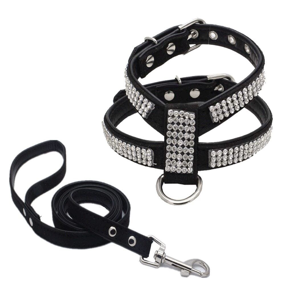 Glamour-Hundegeschirr - Funkelnde Eleganz Hundesicherheit MONTE-PETS Schwarz L 