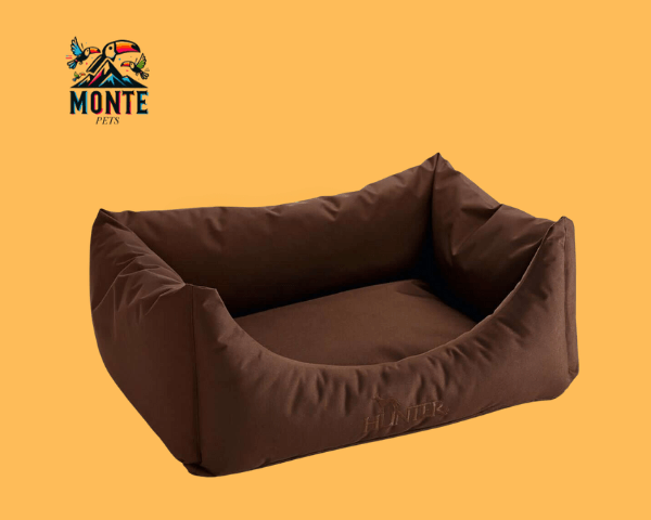 Hundebett Hunter Belluno Braun 80x60 cm von MONTE PETS, weiches Polyester-Material in warmem Braun.