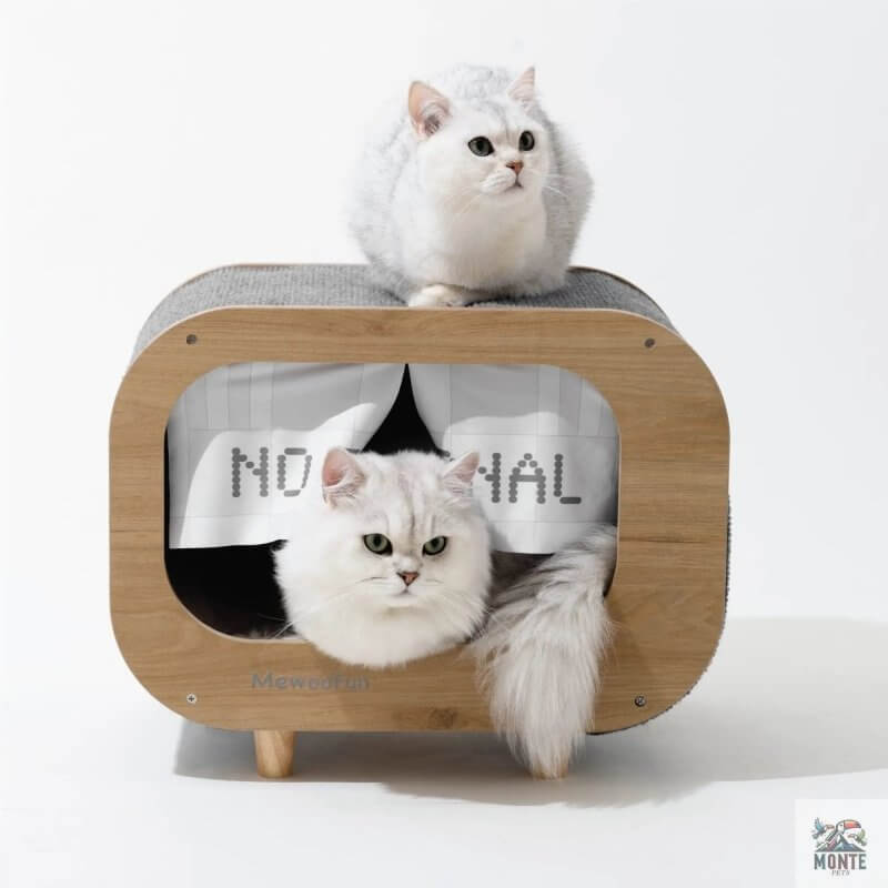 Katzenhaus Retro Cat TV Villa aus Holz | MONTE PETS