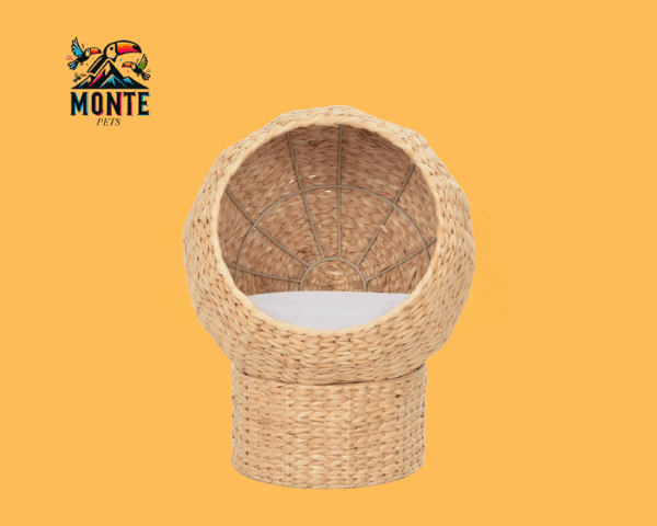 Katzenkorb Seagrass Natur 45 cm von MONTE PETS, handgeflochtenes Design aus atmungsaktivem Seagrass.