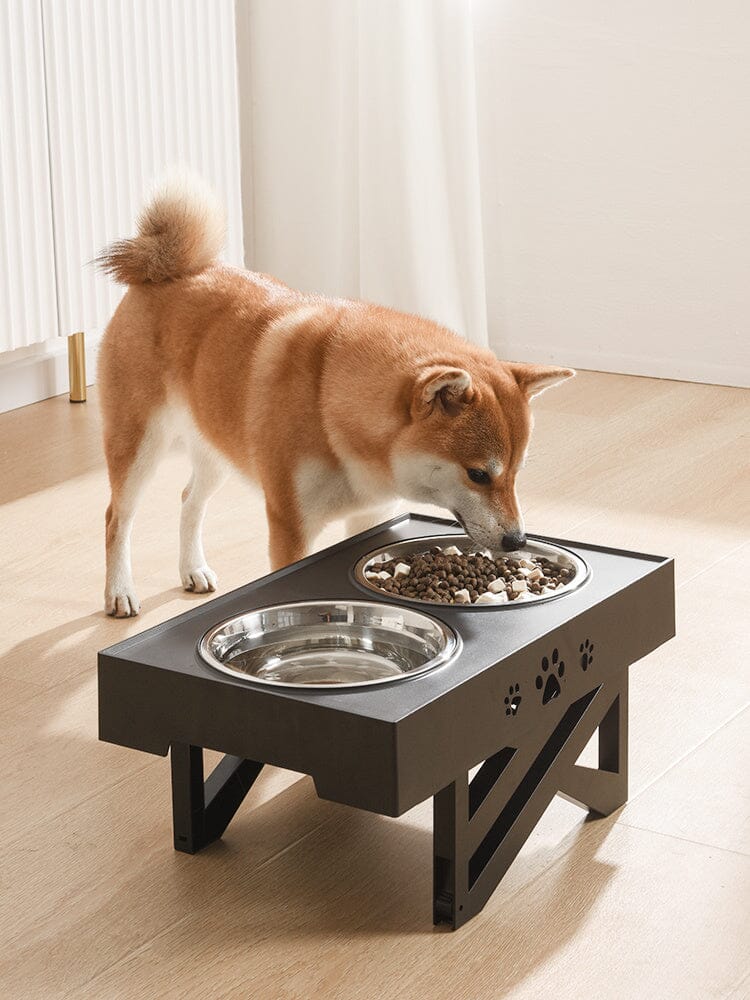 Pet Schüssel Hund Schüssel Pet Feeder Edelstahl Schüssel Klapp Schüssel Futternapf MONTE SHOP Black 