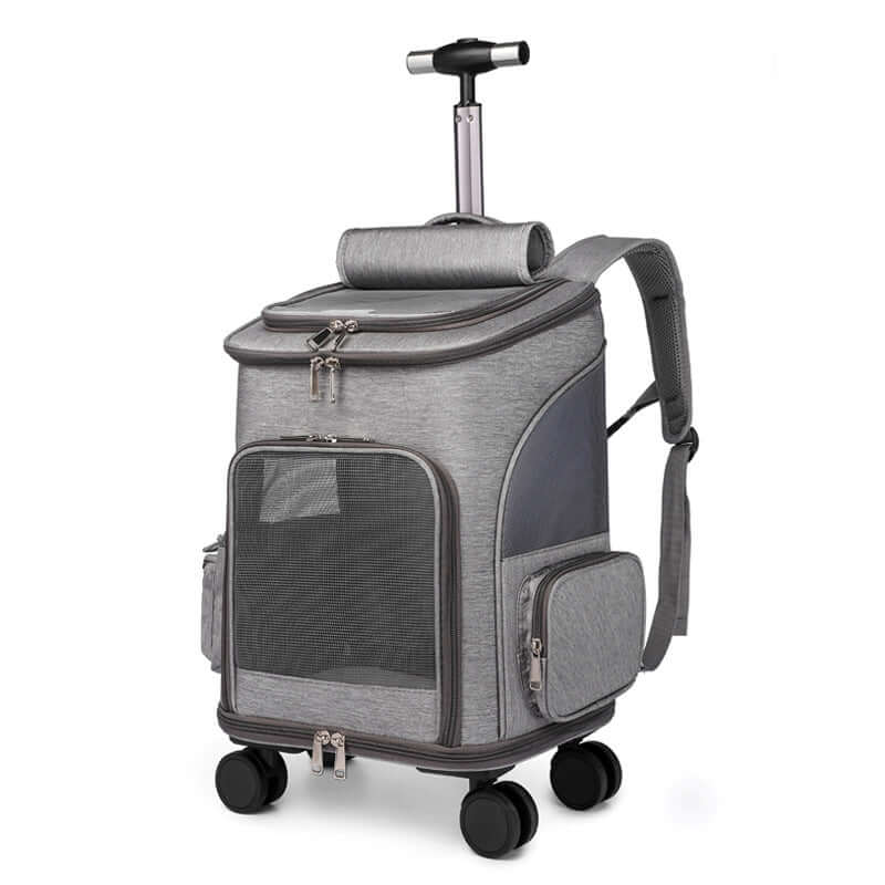Praktischer Trolley Rucksack für Haustiere mit Rollen und ergonomischem Design in Grau