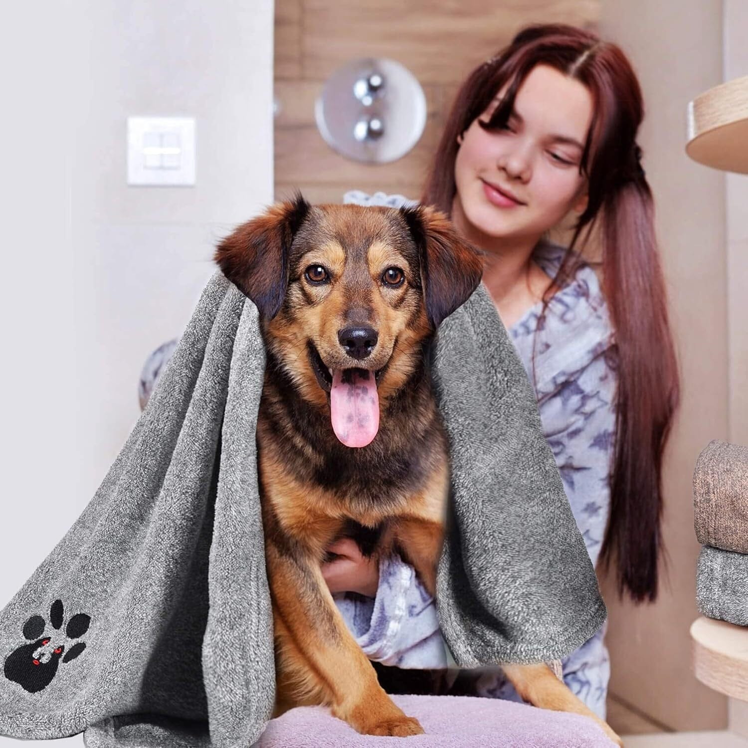 Super Absorbent Dog Bath Towels For Fast Drying - Soft Microfiber Towel For Dogs And Cats Hundepflege MONTE SHOP 